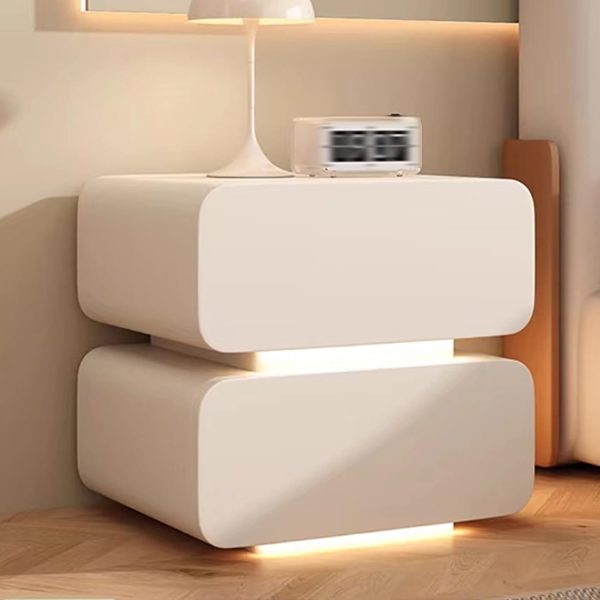 2 Drawer Bedside Table with Smart Sensor Light, Bedside Table for Bedroom Living Room Hallway (White, Size: 40cm/15.7 inch)