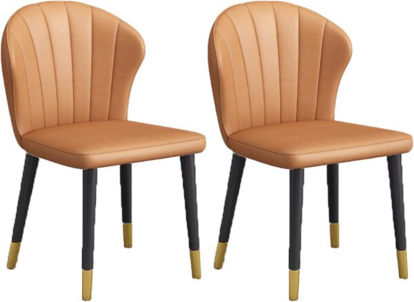 2 PCS Dining Chairs Upholstered Kitchen Leisure Chairs Comfortable PU Seat Lounge Corner Chairs for Office Lounge Kitchen Furniture